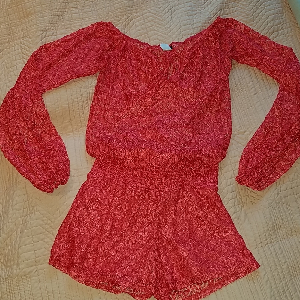 Off the shoulder lace romper